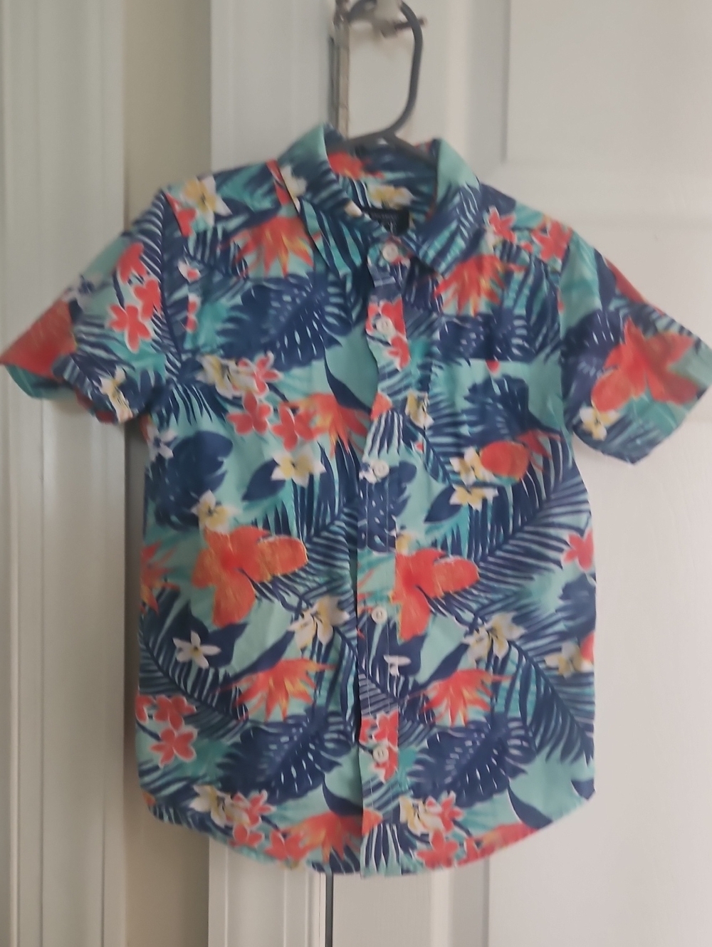 The Children's Place Tropical Floral Button-Down Shirt - Teal, Navy & Coral